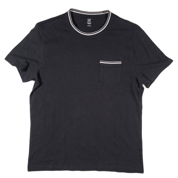 INC International Concepts Black Pocket T-Shirt‎ Mens Large White Detail - Picture 1 of 4